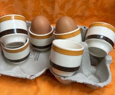 Carrigaline Pottery Coleen Egg Cups Mustard and Brown