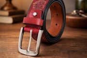 Premium Embossed Genuine Leather Belt Stylish Vintage Designer Belt Durable Formal &amp; Casual Waist Belt