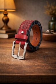 Premium Embossed Genuine Leather Belt Stylish Vintage Designer Belt Durable Formal & Casual Waist Belt