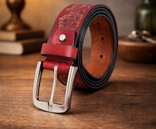 Premium Embossed Genuine Leather Belt Stylish Vintage Designer Belt Durable Formal & Casual Waist Belt