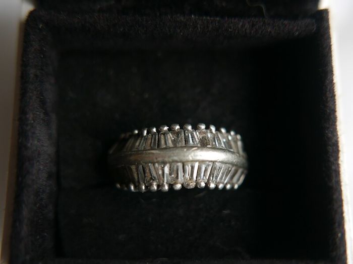 Vintage Cubic Zirconia Sterling Silver 925 Fancy Large Cluster Ring size:O 6,78g