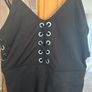 BNWT Pretty Little Thing Black strappy eyelet lace up detail bodycon dress size UK4 EU32 Postage included Image 2