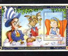 2015 Alderney 150th Anniversary of the Publication of Alice's Adventure in Wonderland by Lewis Carroll Commemorative Stamp Miniature Sheet Mint Never Hinged (MNH)