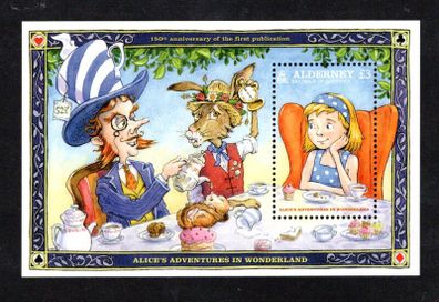 2015 Alderney 150th Anniversary of the Publication of Alice's Adventure in Wonderland by Lewis Carroll Commemorative Stamp Miniature Sheet Mint Never Hinged (MNH)