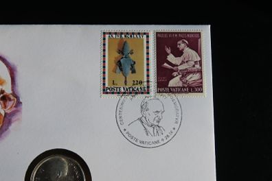 Vatican Silver 1968 Pope Paul VI coin & stamp cover