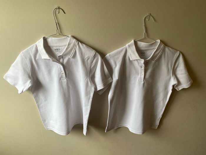 M&S girls white polo shirts (new) age 8-9