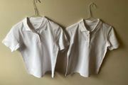 M&amp;S girls white polo shirts (new) age 8-9