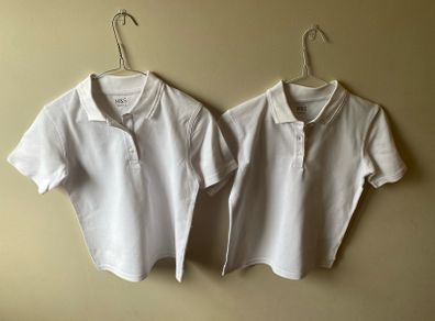 M&S girls white polo shirts (new) age 8-9