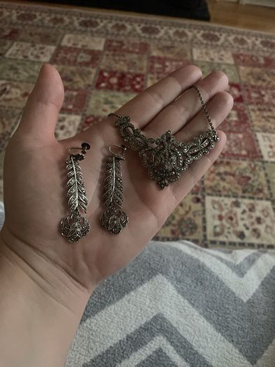 marcasite silver necklace and earrings