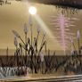 Vintage Screen Printed Mirror Scandecor Style 19x13 Sunset Swedish Home Decor Image 5