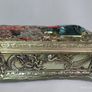 Art Deco Japanese Silver Plated Bakelite Jewelry Music Box Dragons Foo Dog 1920s Image 4