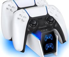 PS5 Charging Station - 2H Fast Controller Charger for PlayStation 5 DualSense, Upgrade Charging Dock With 2 Types of Cable for Dual Controllers