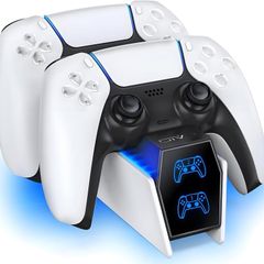PS5 Charging Station - 2H Fast Controller Charger for PlayStation 5 DualSense, Upgrade Charging Dock With 2 Types of Cable for Dual Controllers