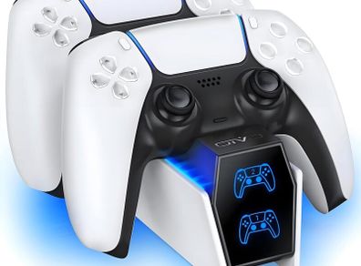 PS5 Charging Station - 2H Fast Controller Charger for PlayStation 5 DualSense, Upgrade Charging Dock With 2 Types of Cable for Dual Controllers