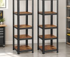 Vintage Set of 2 Heavy Duty Shelves, Metal Shelves, 37 x 37 x 150 cm