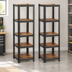 Vintage Set of 2 Heavy Duty Shelves, Metal Shelves, 37 x 37 x 150 cm
