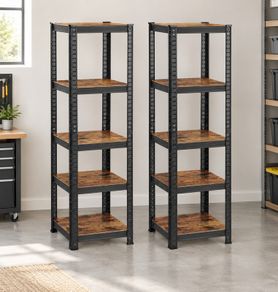 Vintage Set of 2 Heavy Duty Shelves, Metal Shelves, 37 x 37 x 150 cm