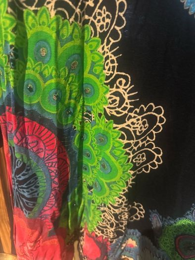 Desigual black long sleeve floral glitter dress size XL UK16 EU44 Perfect condition Postage included