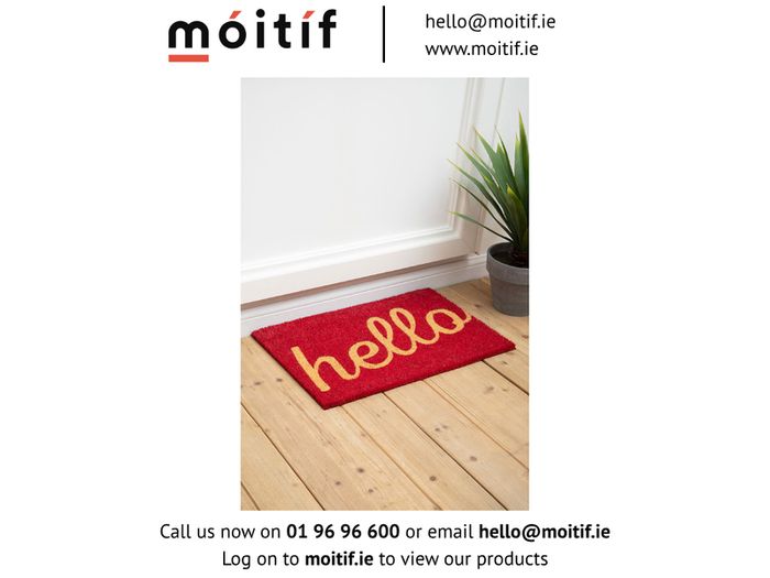 Hello Doormat - Red