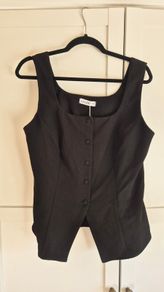 Gallery Black Waistcoat Top Size 12