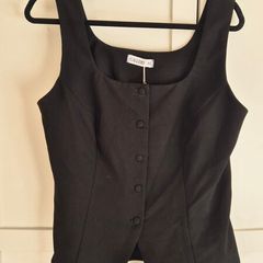 Gallery Black Waistcoat Top Size 12