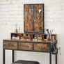 Industrial Dressing Table with Mirror and Stool, Vanity Table with Tri-Fold Mirror, 3 Drawers, Hair Dryer Holder, Makeup Desk Image 5