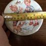 Vintage small circular sweet tin boy and girl design aged Image 2