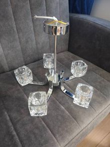 Vintage Retro "Ice Cube" Glass & Chrome Pendant Ceiling Lights VGC