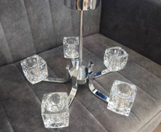 Vintage Retro "Ice Cube" Glass & Chrome Pendant Ceiling Lights VGC