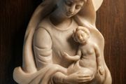 Vintage Italian Madonna and Child wall-hanging Holy water Font