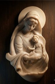 Vintage Italian Madonna and Child wall-hanging Holy water Font