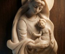 Vintage Italian Madonna and Child wall-hanging Holy water Font