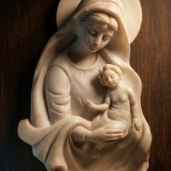 Vintage Italian Madonna and Child wall-hanging Holy water Font