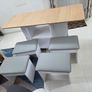 Modular and Wood Finished Dining Table with Stools Image 6