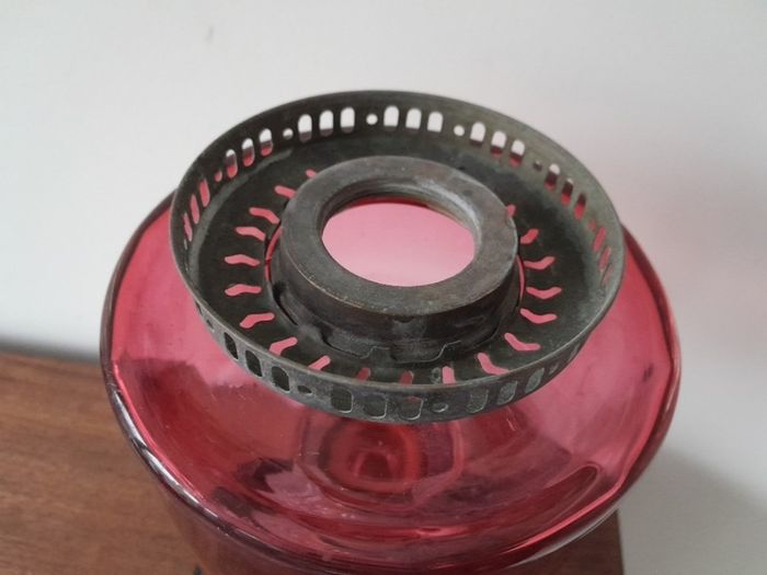 Antique Cranberry Oil Lamp Base Spare