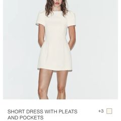 Zara cream cap sleeve midi dress