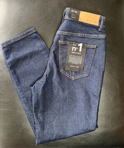 Noisy May Dark Blue High Waist Moni Straight Leg Jeans W26 L30 New With Tags