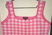 Primark Pink and White Gingham Check Pattern Cropped Tank Top