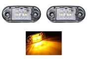 Amber LED Side Marker Clearance Indicator Lights 2 LED Clear Lens Waterproof 12V Trailer Lorry Van Bus Boat Marine LED Marker
