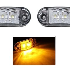 Amber LED Side Marker Clearance Indicator Lights 2 LED Clear Lens Waterproof 12V Trailer Lorry Van Bus Boat Marine LED Marker