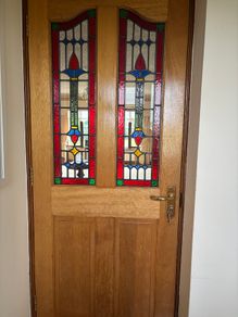 Traditional Solid Wood Doors featuring Ornate Stained/Leaded Glass