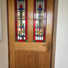 Traditional Solid Wood Doors featuring Ornate Stained/Leaded Glass
