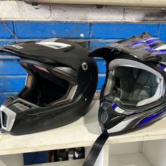 Dirtbike helmets and bike stand