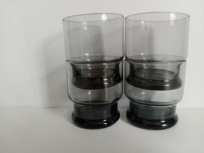 Smoked glass, vintage glass tumblers, 1970s glass