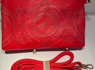 Vibrant Red 3-in-1 Clutch Wristlet or Crossbody Bag