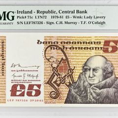 Ireland | 1981 | 5 Pounds | P.71c | Lef 787326 | Pmg Graded | Unc