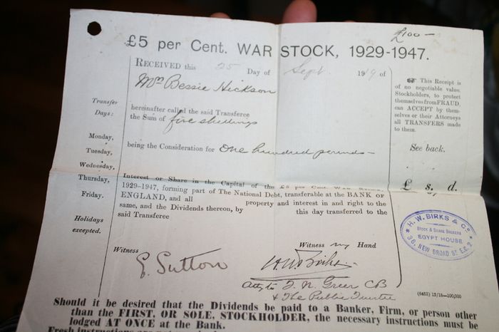 Antique War Stock 1919