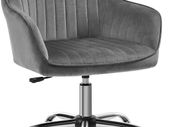 Office Swivel Chair with Velvet Cover, Foam Padding, Height Adjustable, for Study, Bar, Light Gray