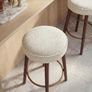 Set of 2 Chenille Bar Stools, 68cm Counter Height Upholstered Kitchen Bar Chairs with Solid Wood Legs, Modern Kitchen Island Stools for Breakfast Counter, Dining Room, Home Bar, Beige Image 6
