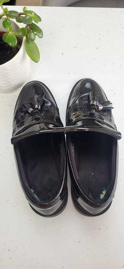 M&S Black Patent Loafers Sz 6UK